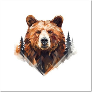 Geometric Grizzly Bear Posters and Art